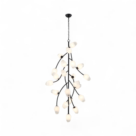 Black Branch Chandelier with White Glass Shades