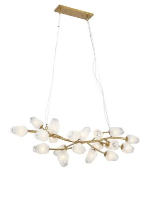 Gold Branch Frame Chandelier with White Glass Shades
