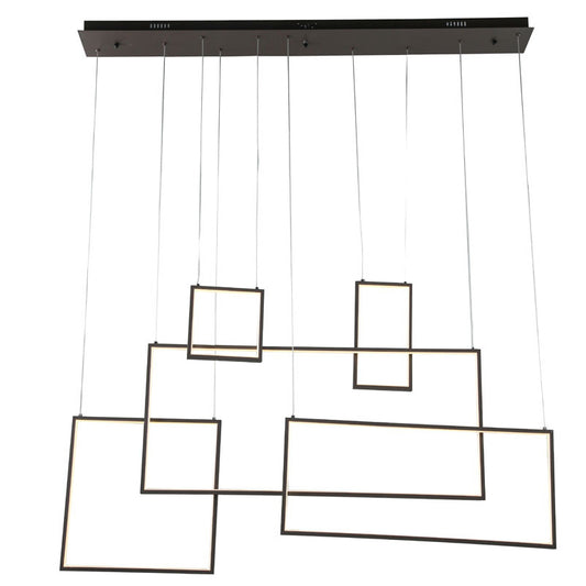 Modern Satin Coffee Linear LED Chandelier – Slim Rectangular Pendant Light Fixture