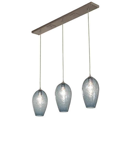 44" Long Crackle Orb Mouth Blown 3 Light Island Pendant by Meyda Lighting