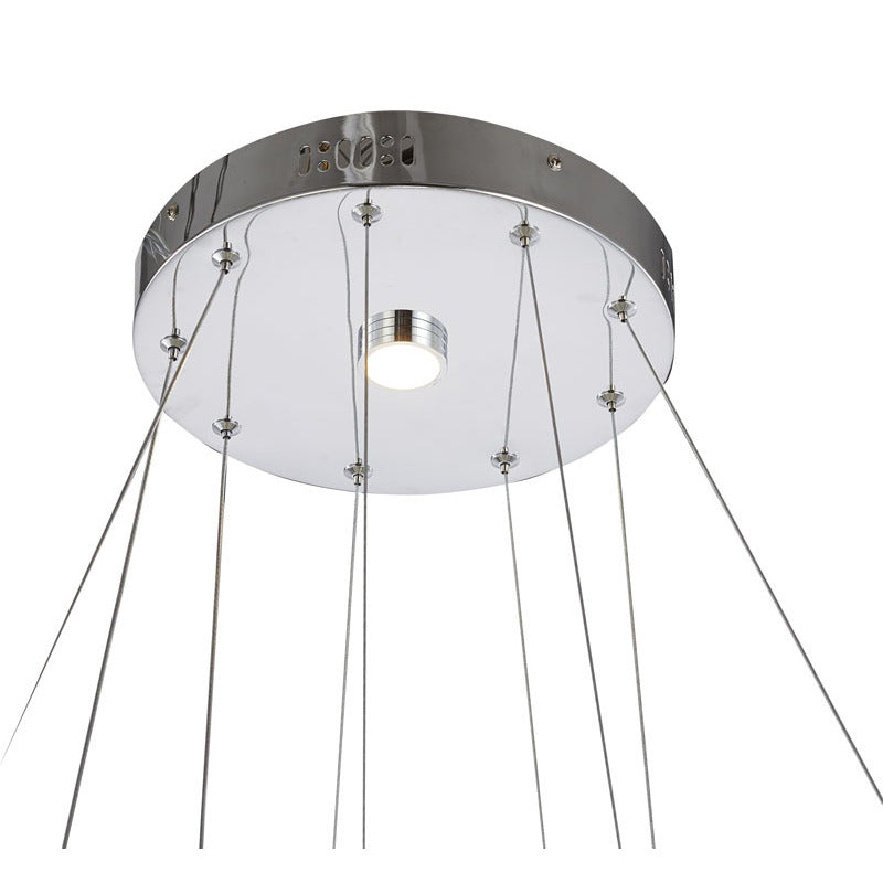 Chrome Three-Tier Crystal LED Chandelier