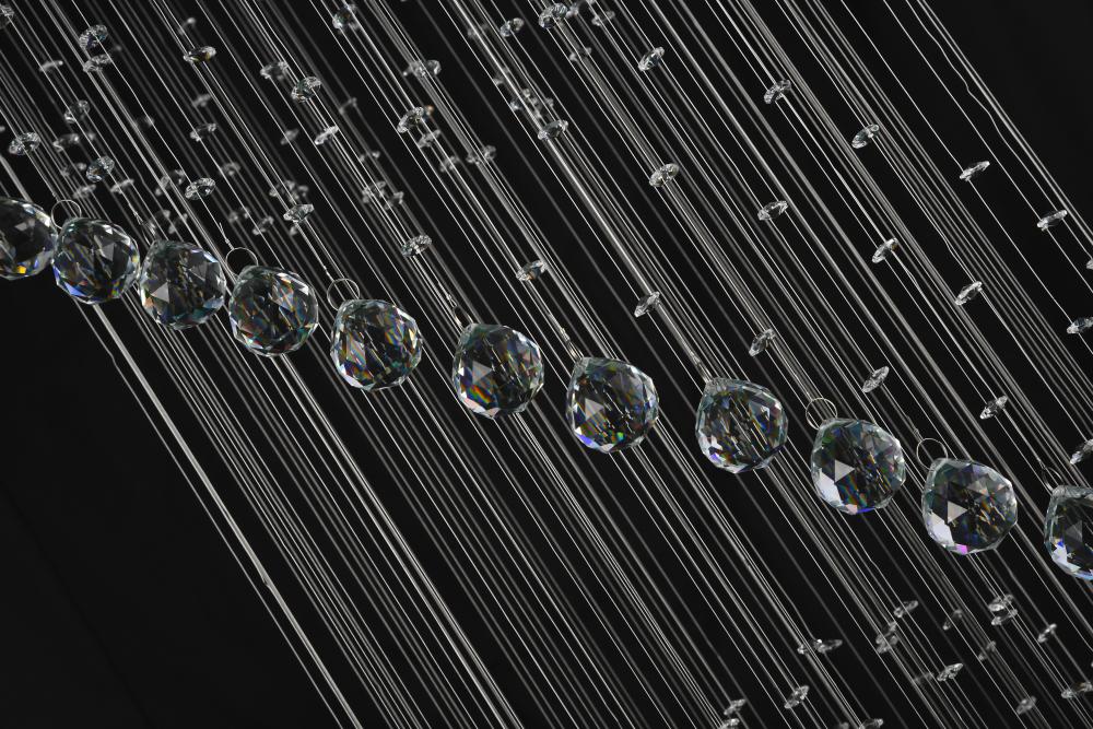 Chrome Flushed Chandelier with Clear Hanging Crystals and Beads