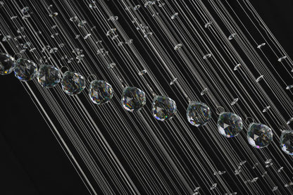 Chrome Flushed Chandelier with Clear Hanging Crystals and Beads