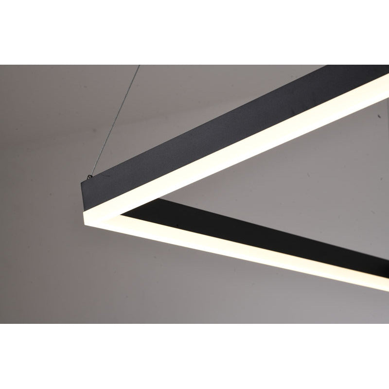 Modern Matte Black Square LED Chandelier – Ultra Slim 30” Contemporary Pendant Light