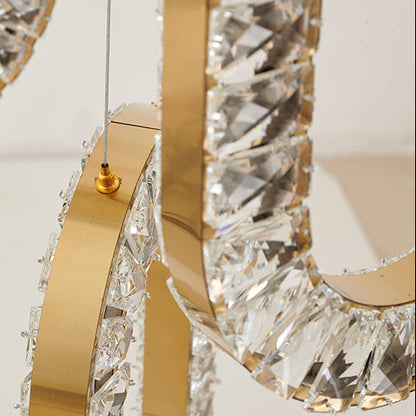 Five Clear Crystal Ring LED Chandelier