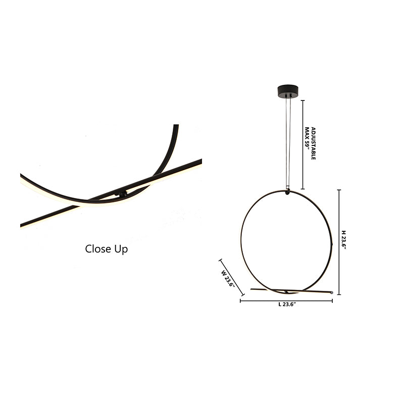 Black Metal LED Chandelier With A White Acrylic Diffuser