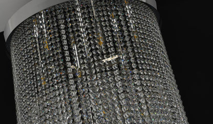 Chrome Flushed Chandelier featuring Clear Hanging Crystals