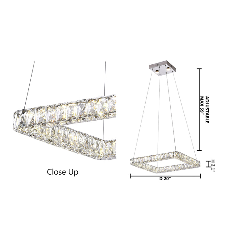 Chrome Square Crystal LED Chandelier