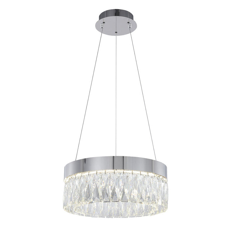 Chrome LED Chandelier with Hanging Crystals