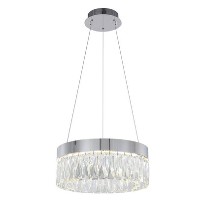 Chrome LED Chandelier with Hanging Crystals