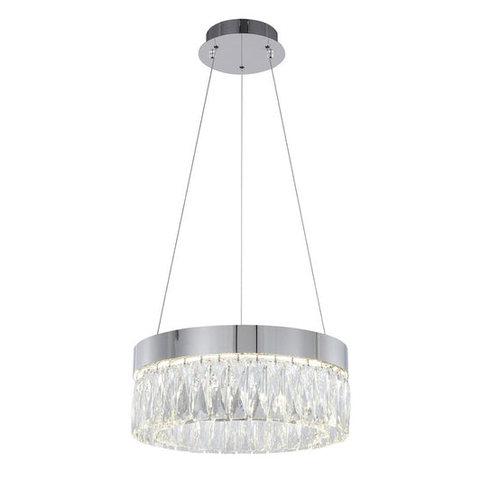 Chrome LED Chandelier with Hanging Crystals