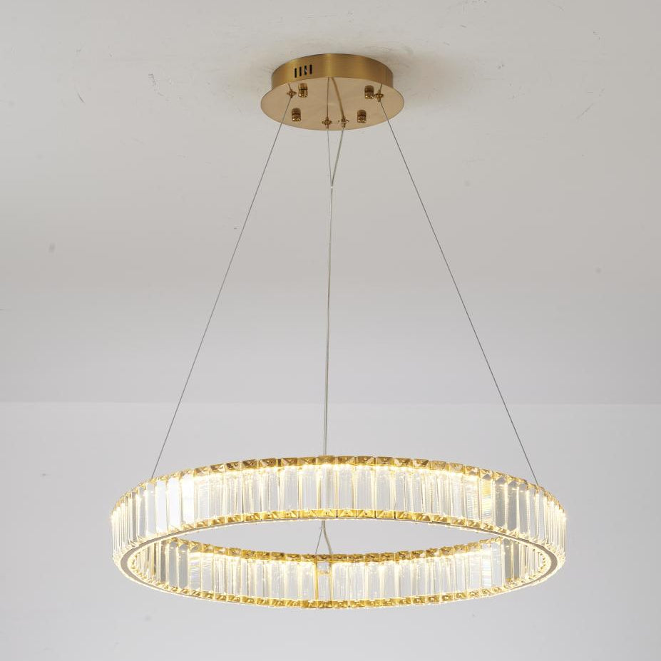 Clear Crystal Halo Chandelier With Chrome/Gold Hardware