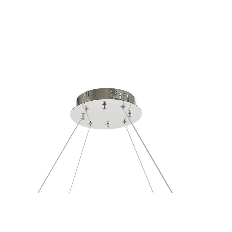 Round Chrome LED Chandelier With Clear Hanging Crystals
