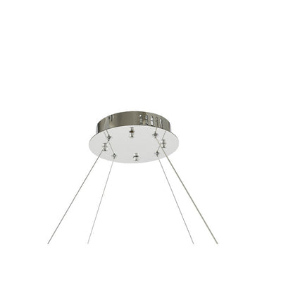Round Chrome LED Chandelier With Clear Hanging Crystals