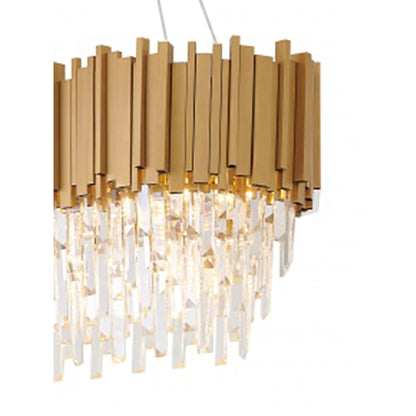 Chrome/Gold Chandelier With Clear Hanging Crystals