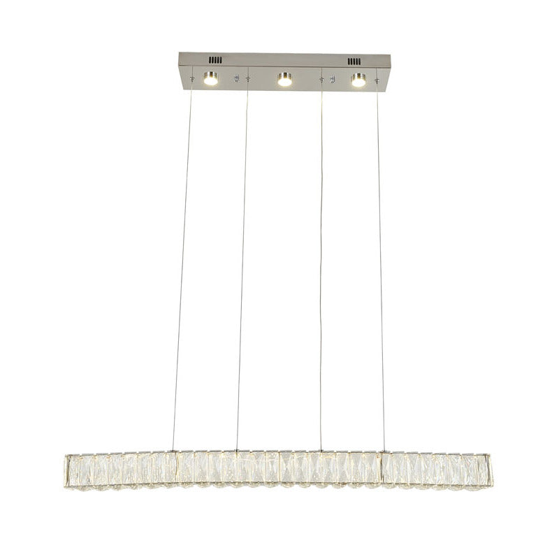 Long Rectangular Chrome LED Chandelier