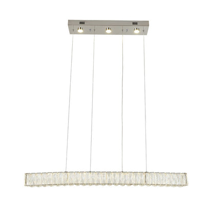 Long Rectangular Chrome LED Chandelier