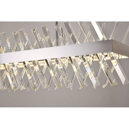 Rectangular Chrome Chandelier with Clear Crystal