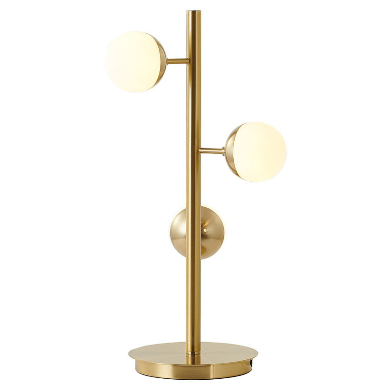 Brass Table Lamp With White Glass Shades