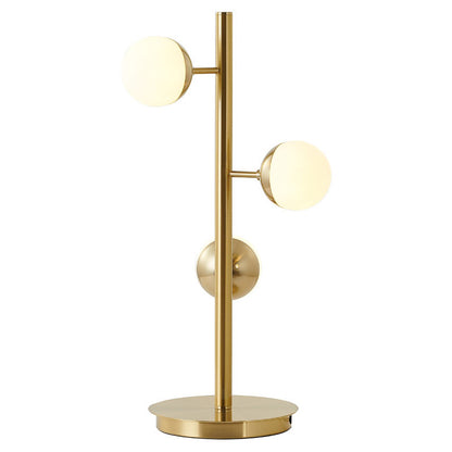 Brass Table Lamp With White Glass Shades