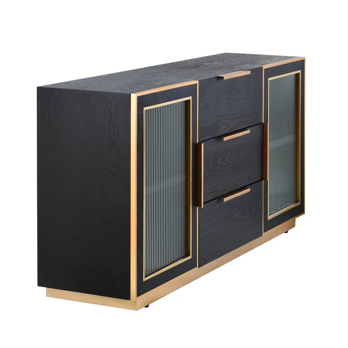 Ebony and Gold Wooden Cabinet