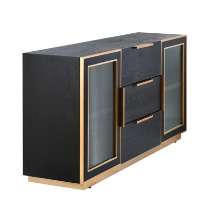 Ebony and Gold Wooden Cabinet