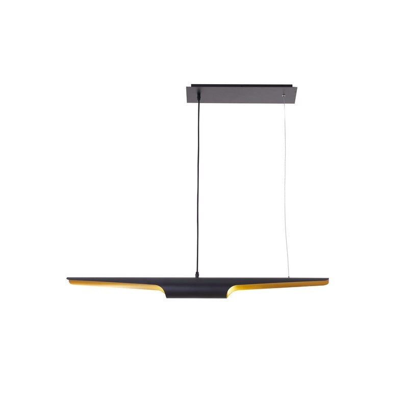Black Tubed Pendant Light Fixture with Gold Interior