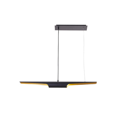 Black Tubed Pendant Light Fixture with Gold Interior