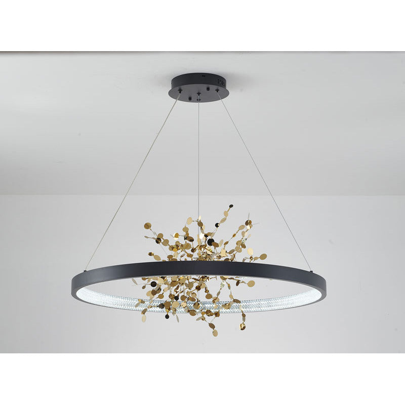 Ring LED Chandelier with Mirror Gold Sparkle