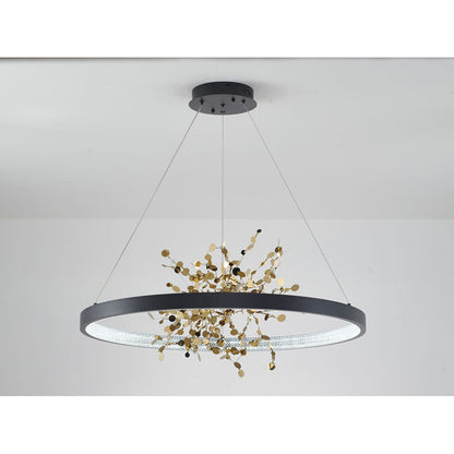 Ring LED Chandelier with Mirror Gold Sparkle