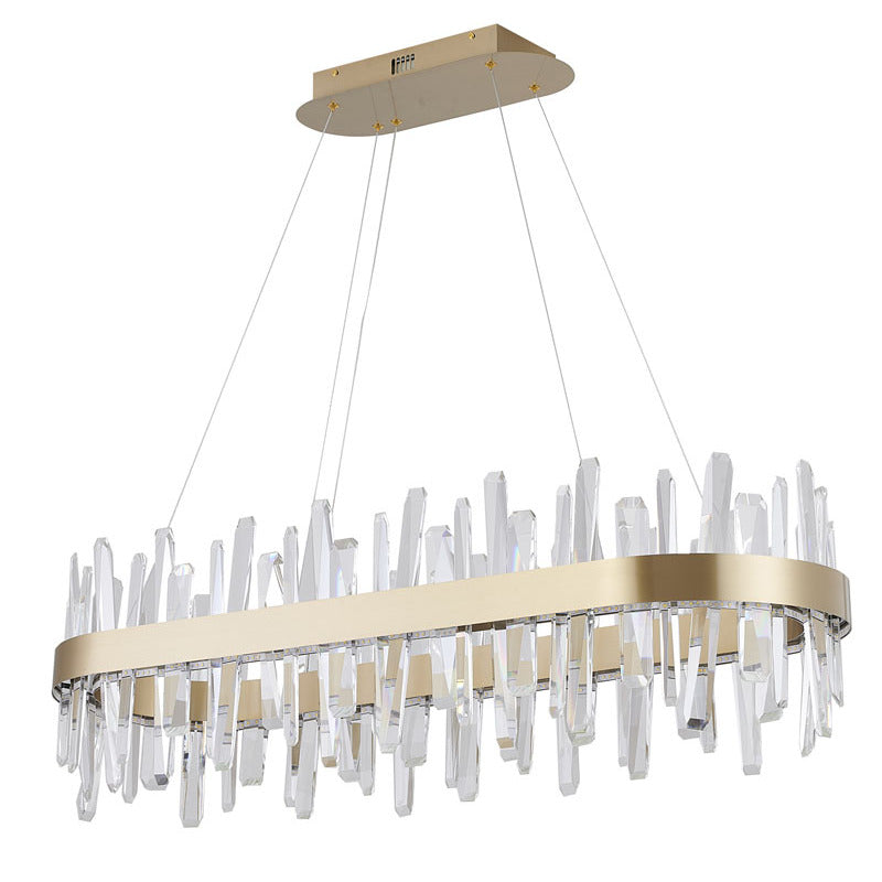 Oval Gold LED Chandelier with Clear Crystal