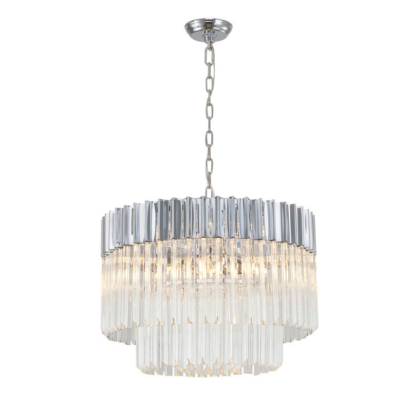 Round Chandelier With Clear Hanging Crystals