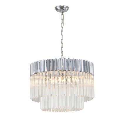 Round Chandelier With Clear Hanging Crystals