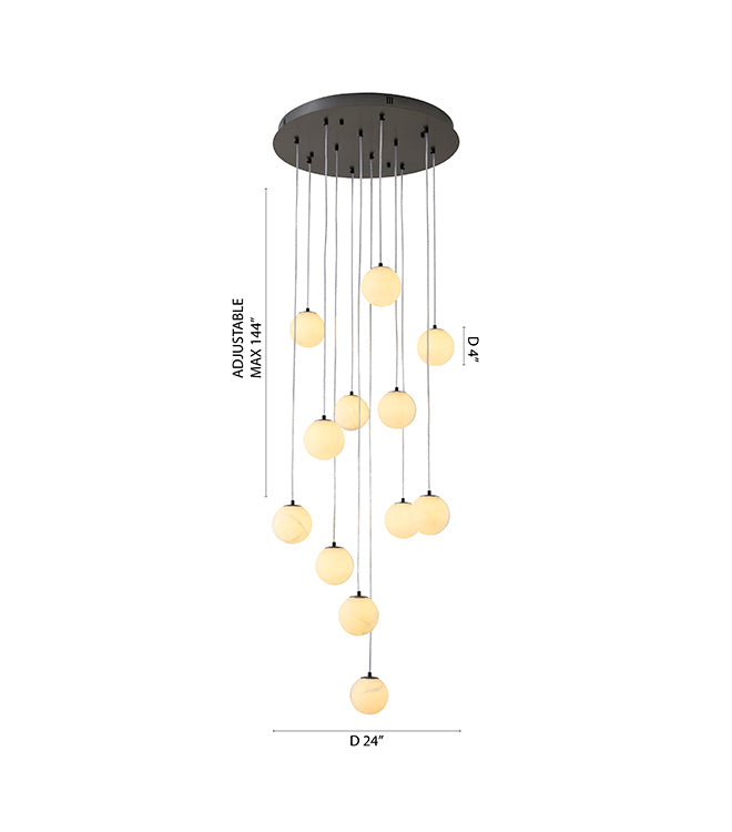 Black Chandelier With Alabaster Pendants