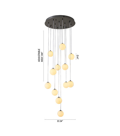 Black Chandelier With Alabaster Pendants
