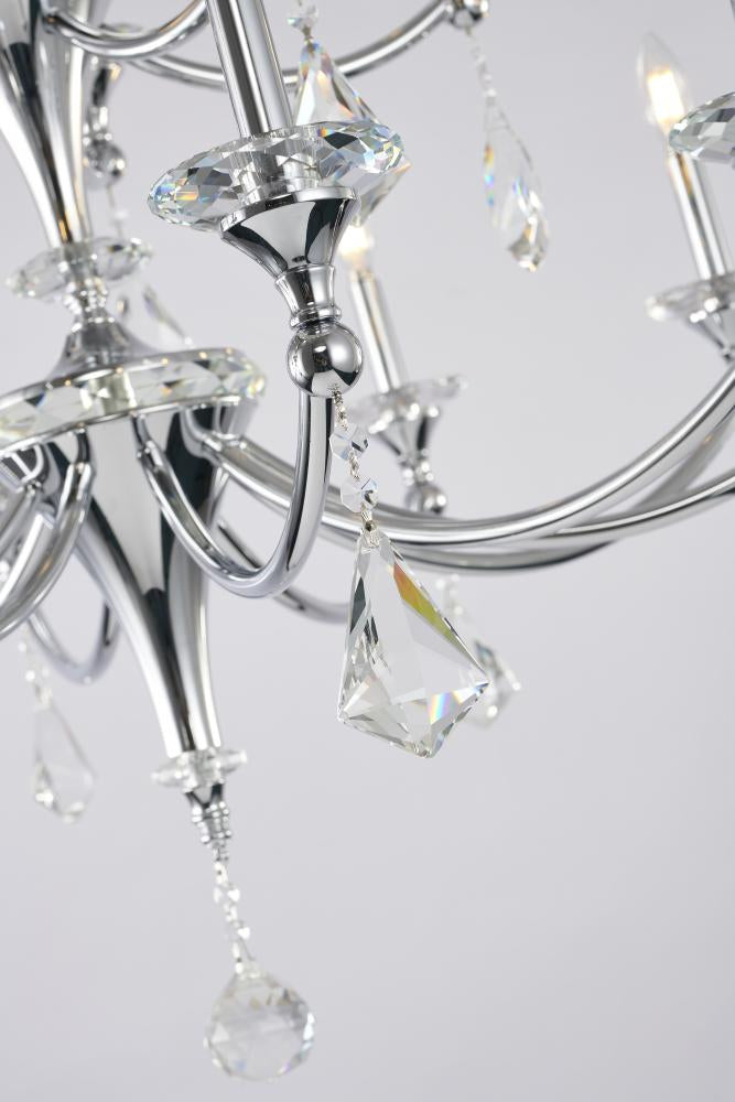 Two-Tier Satin Brass Frame with Champagne Hanging Crystals Accents