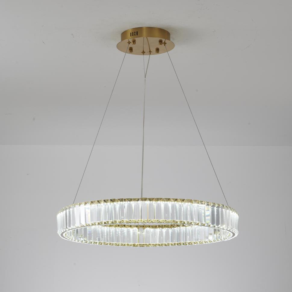 Clear Crystal Halo Chandelier With Chrome/Gold Hardware