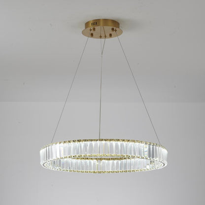Clear Crystal Halo Chandelier With Chrome/Gold Hardware