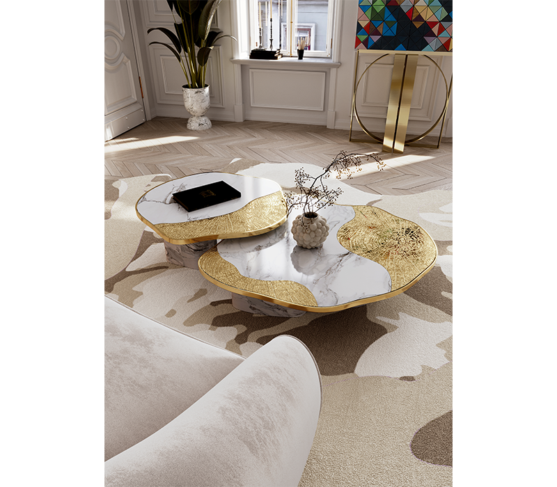 Opelia Calacatta Marble & Gold Center Table