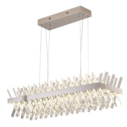 Dimmable Gold Metal LED Chandelier, Rectangular Design