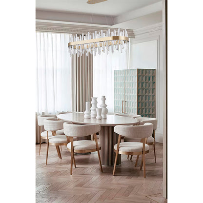 Oval Gold LED Chandelier with Clear Crystal