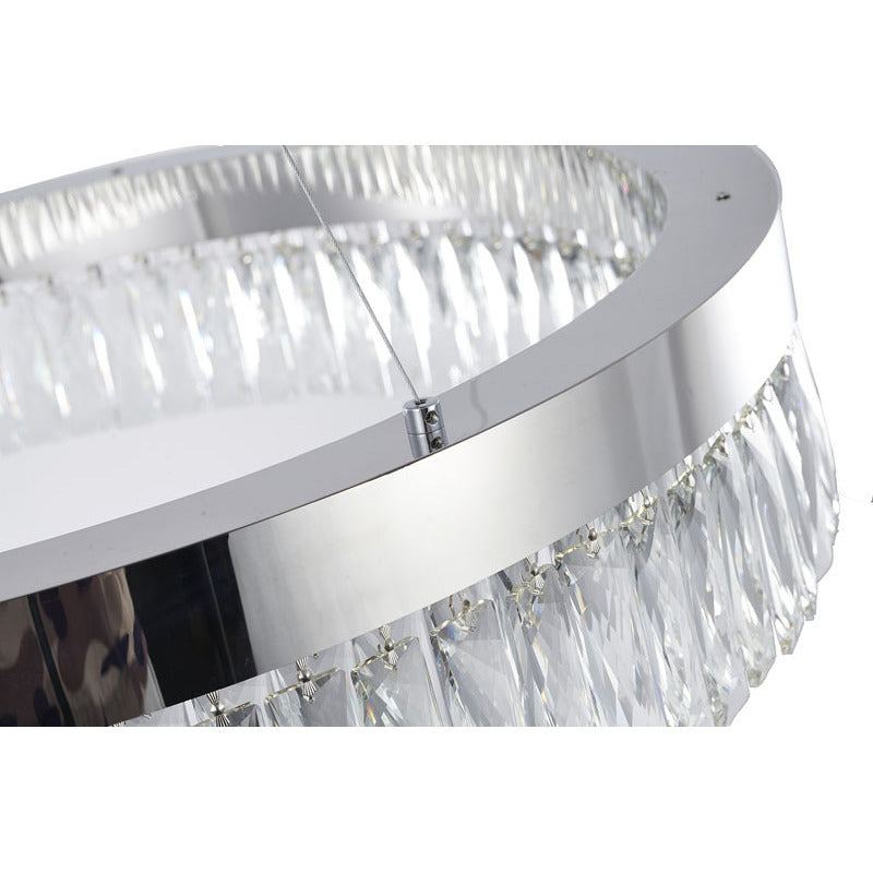 Chrome LED Chandelier with Hanging Crystals