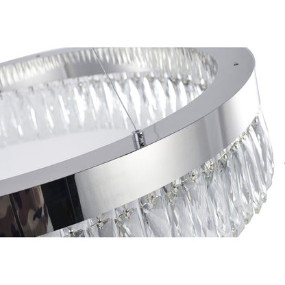 Chrome LED Chandelier with Hanging Crystals