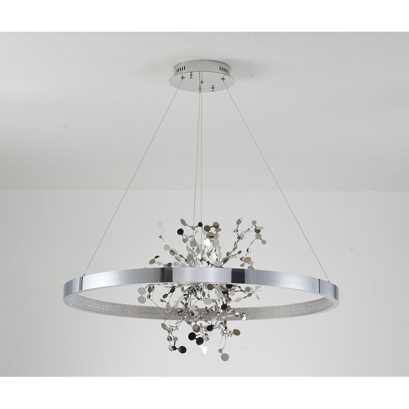 Ring LED Chandelier with Mirror Gold Sparkle