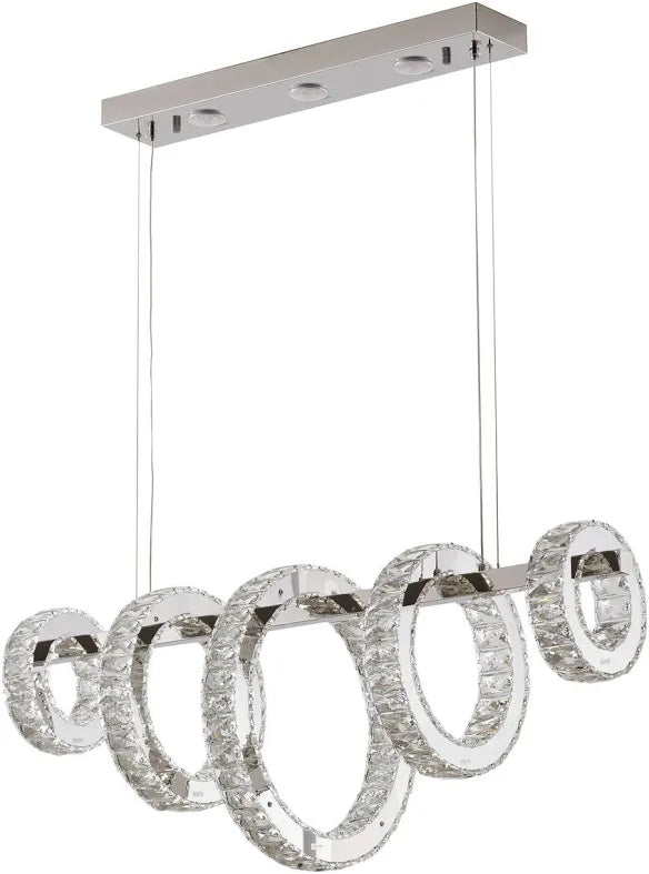 Five-Ring Chrome Crystal LED Chandelier