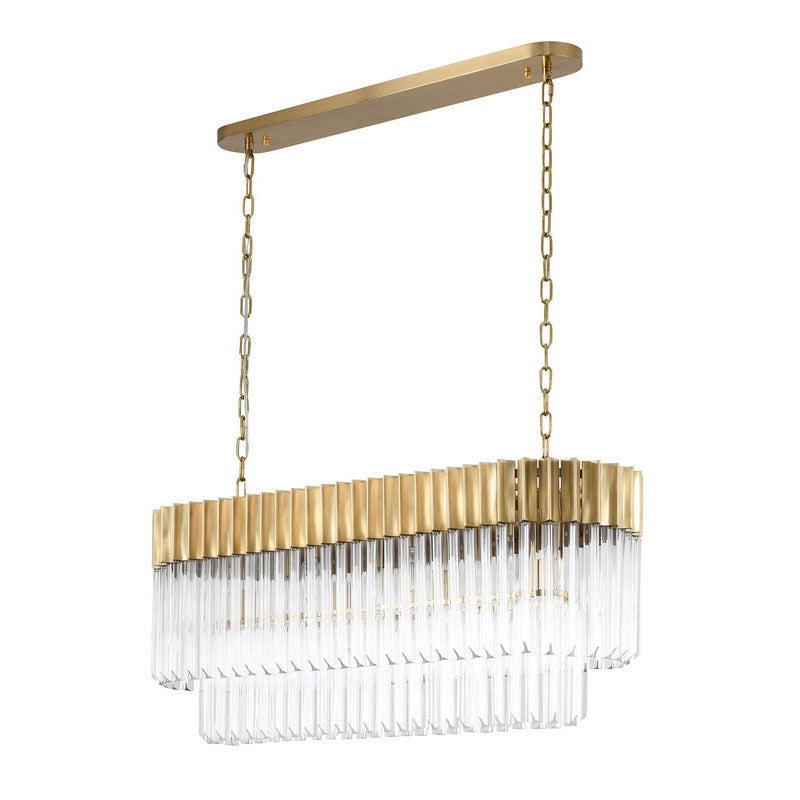 Oval Chandelier With Clear Hanging Crystals
