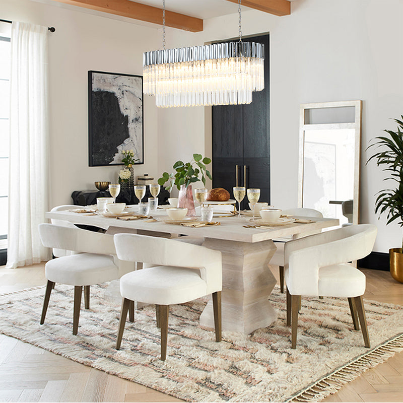 Oval Chandelier With Clear Hanging Crystals
