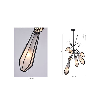 Metal Chandelier with Frosted Glass Shades