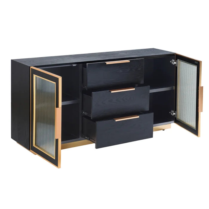 Ebony and Gold Wooden Cabinet