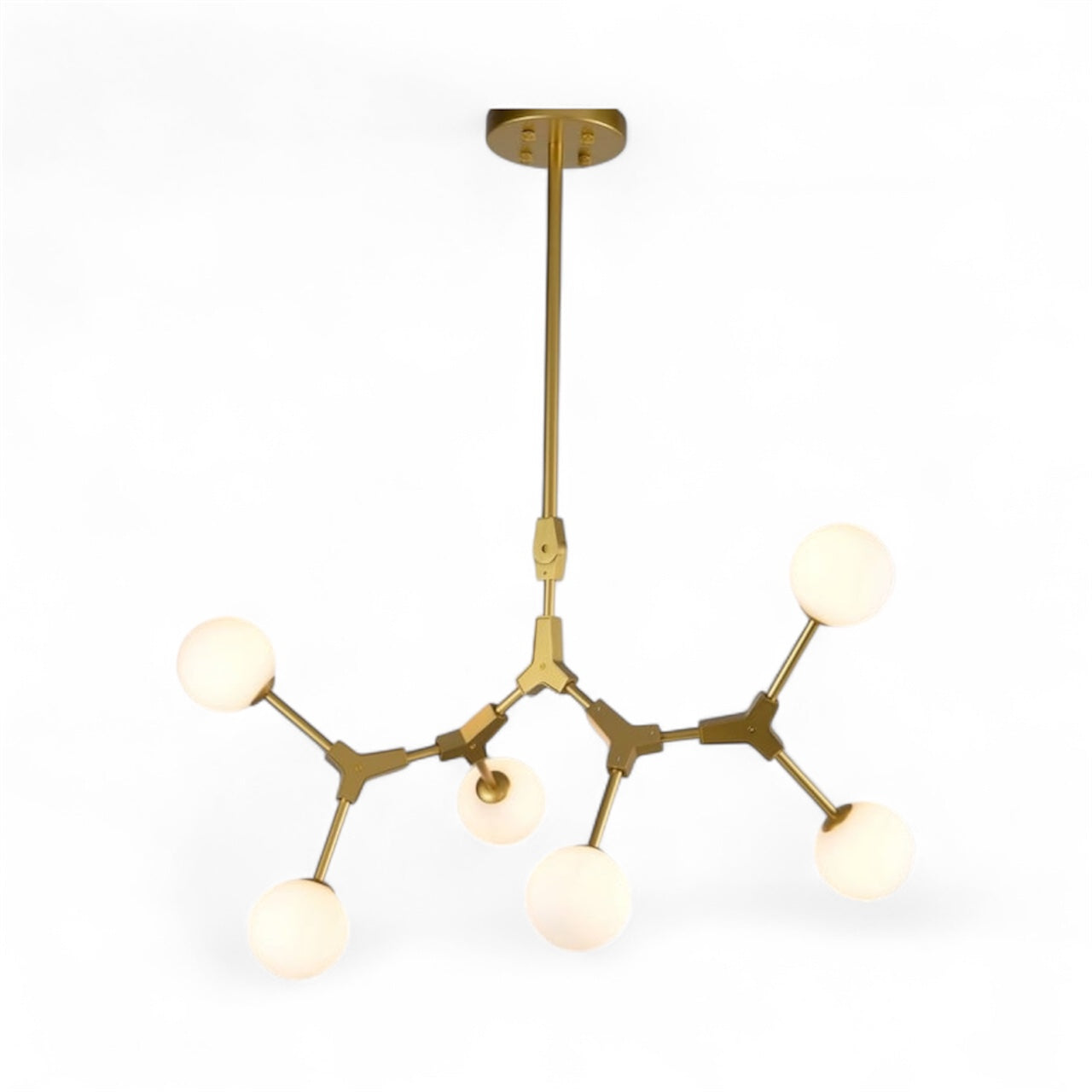 Gold Frame Ceiling Fixture with White Glass Shades